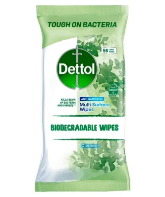 Dettol Biodegradable Antibacterial Surface Cleanser Wipes 56 per pack