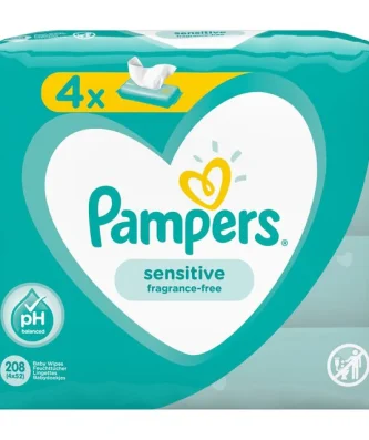 Pampers Baby Wipes Sensitive 4 x 52 per pack