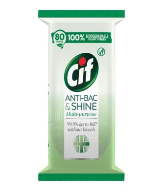 Cif Antibac & Shine Antibacterial Wipes Disinfectant 80 wipes