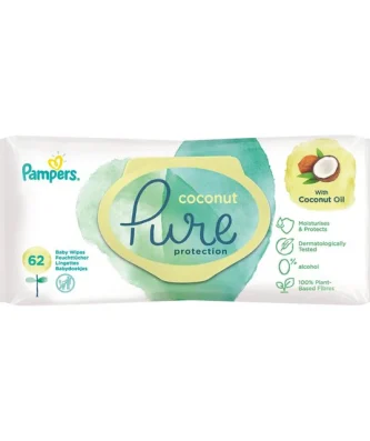 Pampers Coconut Pure Baby Wipes 62 per pack