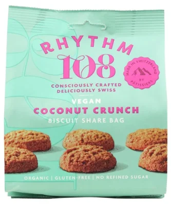 Rhythm 108 Swiss Vegan Coconut Crunch Biscuit Share Bag 135g