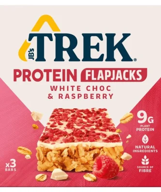 Trek White Choc & Raspberry Protein Flapjacks 3 per pack