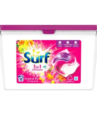 Surf 3-in-1 Tropical Lily & Ylang-Ylang Washing Capsules 18 per pack