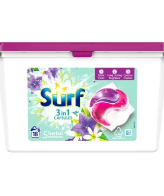 Surf 3-in-1 5 Herbal Extracts Washing Capsules 18 per pack