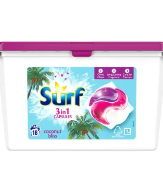 Surf 3-in-1 Coconut Bliss Washing Capsules 18 per pack