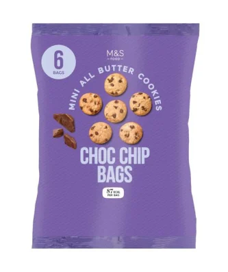 M&S Mini Chocolate Chip Cookie Bags 6 per pack