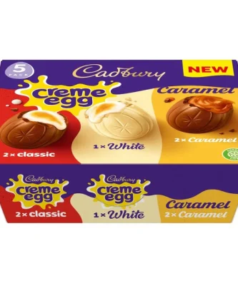 Cadbury Chocolate Mixed White Creme Egg, Caramel & Creme Egg 200g