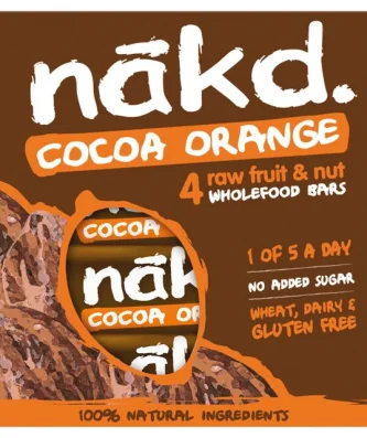 Nakd Cocoa Orange Fruit & Nut Bars 4 x 35g