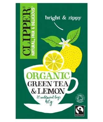 Clipper Organic Fairtrade Green Tea Bags with Lemon 20 per pack