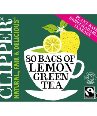 Clipper Organic Fairtrade Green Tea Bags with Lemon 80 per pack
