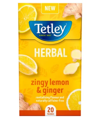 Tetley Herbal Zingy Lemon & Ginger Tea Bags 20 per pack
