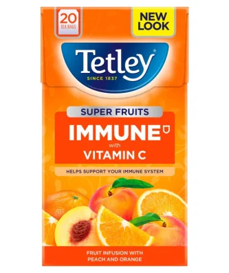 Tetley Super Fruit Tea Immune Peach & Orange Tea Bags 20 per pack