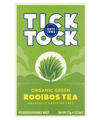Tick Tock Organic Rooibos Green Tea Bags 40 per pack