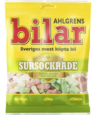 Ahlgrens Bilar Sursockrade Sour Soft Chewy Marshmallow Cars 100g