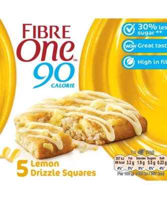 Fibre One 90 Calorie Lemon Drizzle Bars 5 x 24g
