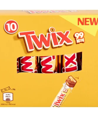 Twix 99Kcal Chocolate Biscuit Snack Bars Multipack 10 x 20g