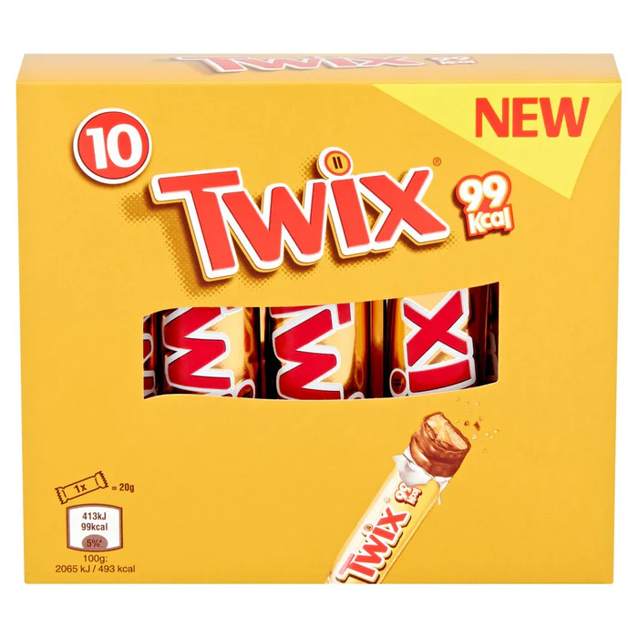 Twix 99Kcal Chocolate Biscuit Snack Bars Multipack 10 x 20g