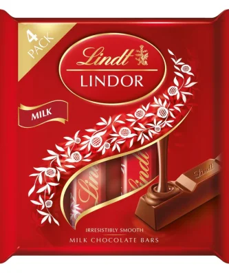 Lindt Lindor 4 Milk Chocolate Bars 100g