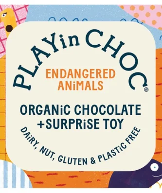 PLAYin CHOC Endangered Animals Organic Chocolate plus Surprise Toy 50g
