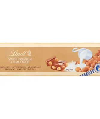 Lindt Gold Bar Milk Chocolate & Hazelnut 300g