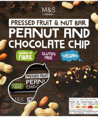 M&S Peanut & Chocolate Chip Bars 4 x 35g