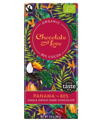 Chocolate and Love Fairtrade Organic Panama 80% Dark Chocolate 80g