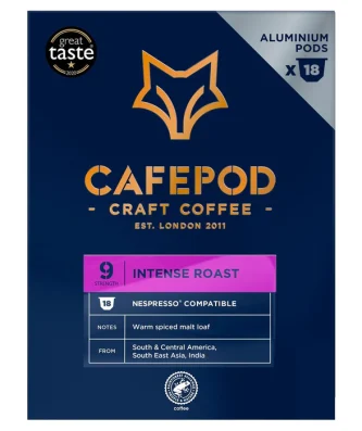 CafePod Intense Roast Nespresso Compatible Aluminium Coffee Pods 18 per pack