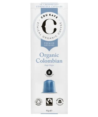 CRU Kafe Organic Single Origin Colombian Nespresso Compatible Capsules 10 per pack