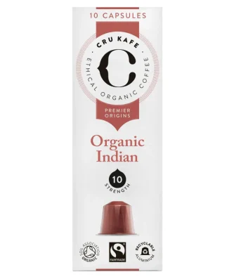 CRU Kafe Organic Single Origin Indian Nespresso Compatible Coffee Capsules 10 per pack