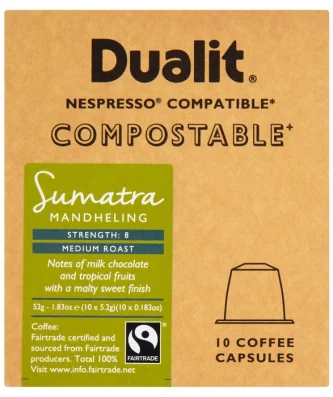 Dualit Sumatra Mandheling Compostable Nespresso Compatible Capsules 10 per pack