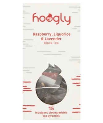 Hoogly Tea Raspberry Liquorice & Lavender Black Tea Pyramid Bags 15 per pack