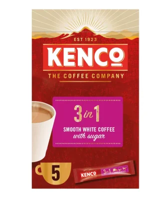Kenco 3 in 1 Smooth White Instant Coffee with Sugar Sachets 5 x 20g