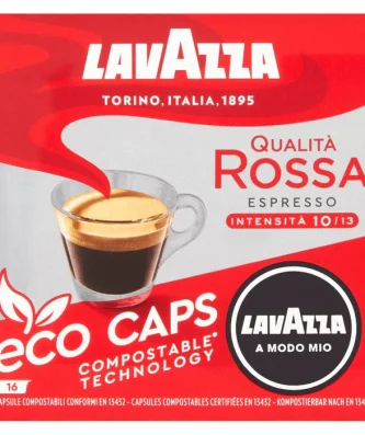 Lavazza A Modo Mio Compostable Qualita Rossa Coffee Capsules 16 per pack