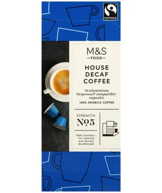 M&S Fairtrade Decaf Coffee Pods 10 per pack