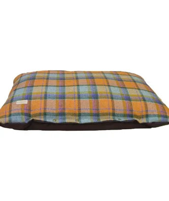 Earthbound Tweed Flat Cushion Orange Check Medium