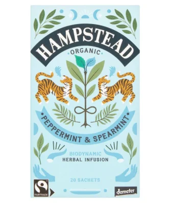 Peppermint & Spearmint Tea Bags Organic Biodynamic Fairtrade Hampstead Tea 20 per pack