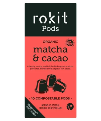 Rokit Pods Organic Matcha & Cacao Nespresso Compatible Pods 10 per pack