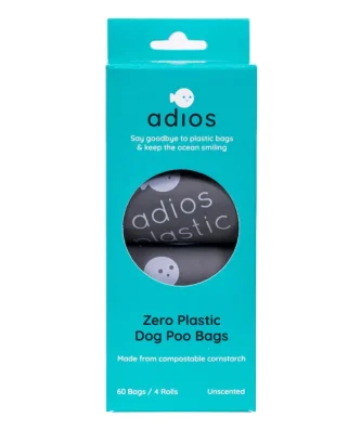 Adios Compostable & Biodegradable Dog Poo Bags Grey 60 per pack