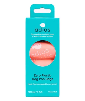 Adios Compostable & Biodegradable Dog Poo Bags Pink 120 per pack
