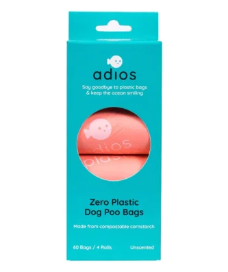 Adios Compostable & Biodegradable Dog Poo Bags Pink 60 per pack
