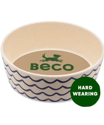 Beco Bamboo Ocean Waves Dog Feeding and Water Bowl Small