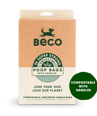 Beco Compostable Dog Poop Bags with Handles Unscented 96 per pack