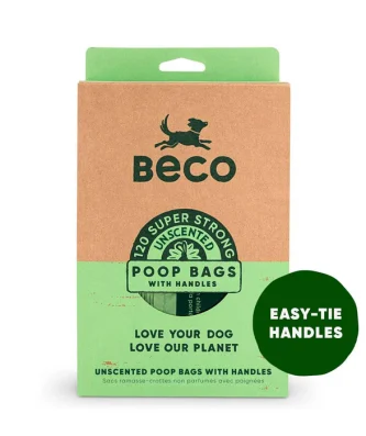 Beco Dog Poop Bags Unscented with Handles 120 per pack