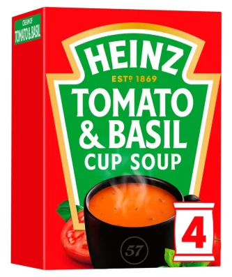 Heinz Cream of Tomato with a Hint of Basil Dry Cup Soup 4 x 22g