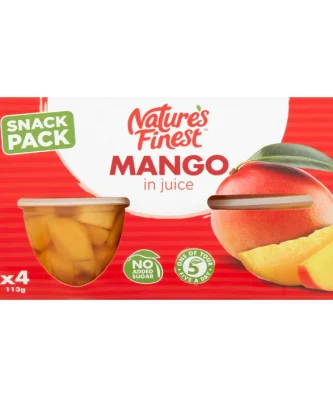 Nature's Finest Fruit Pots Mango in Juice 4 x 113g