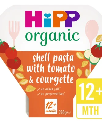 HiPP Organic Shell Pasta With Juicy Tomatoes & Courgettes Tray 1-3 Years 230g