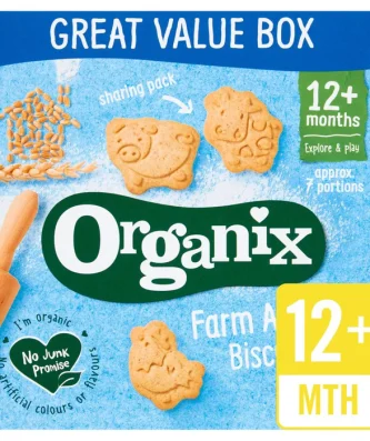 Organix Farm Animal Organic Toddler Snack Biscuits 100g