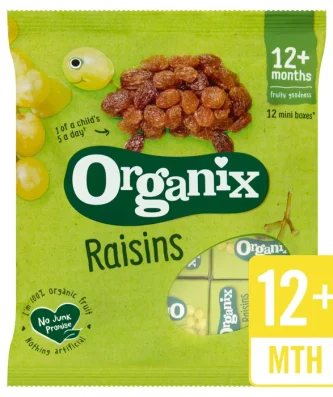 Organix Mini Organic Raisin Fruit Snack Boxes Multipack 168g