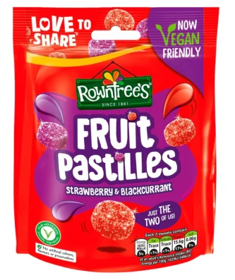Rowntree's Fruit Pastilles Strawberry & Blackcurrant Sweets 143g