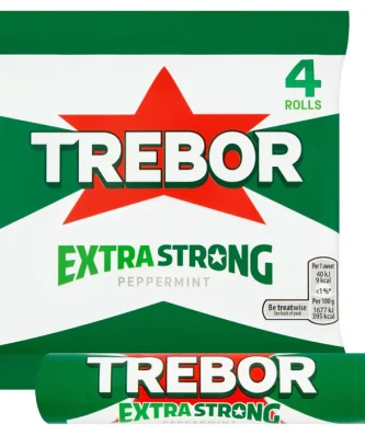 Trebor Extra Strong Peppermint Mint Rolls 4 x 41.3g